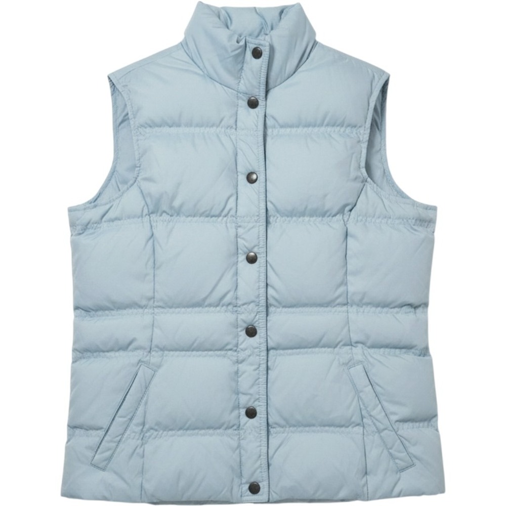 Lands' End Womens Small Puffer Vest Quilted Baby Blue Down Filled Full Snap Up